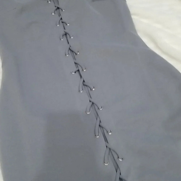 Gray Mini Dress with Lace up Front - Picture 4 of 4